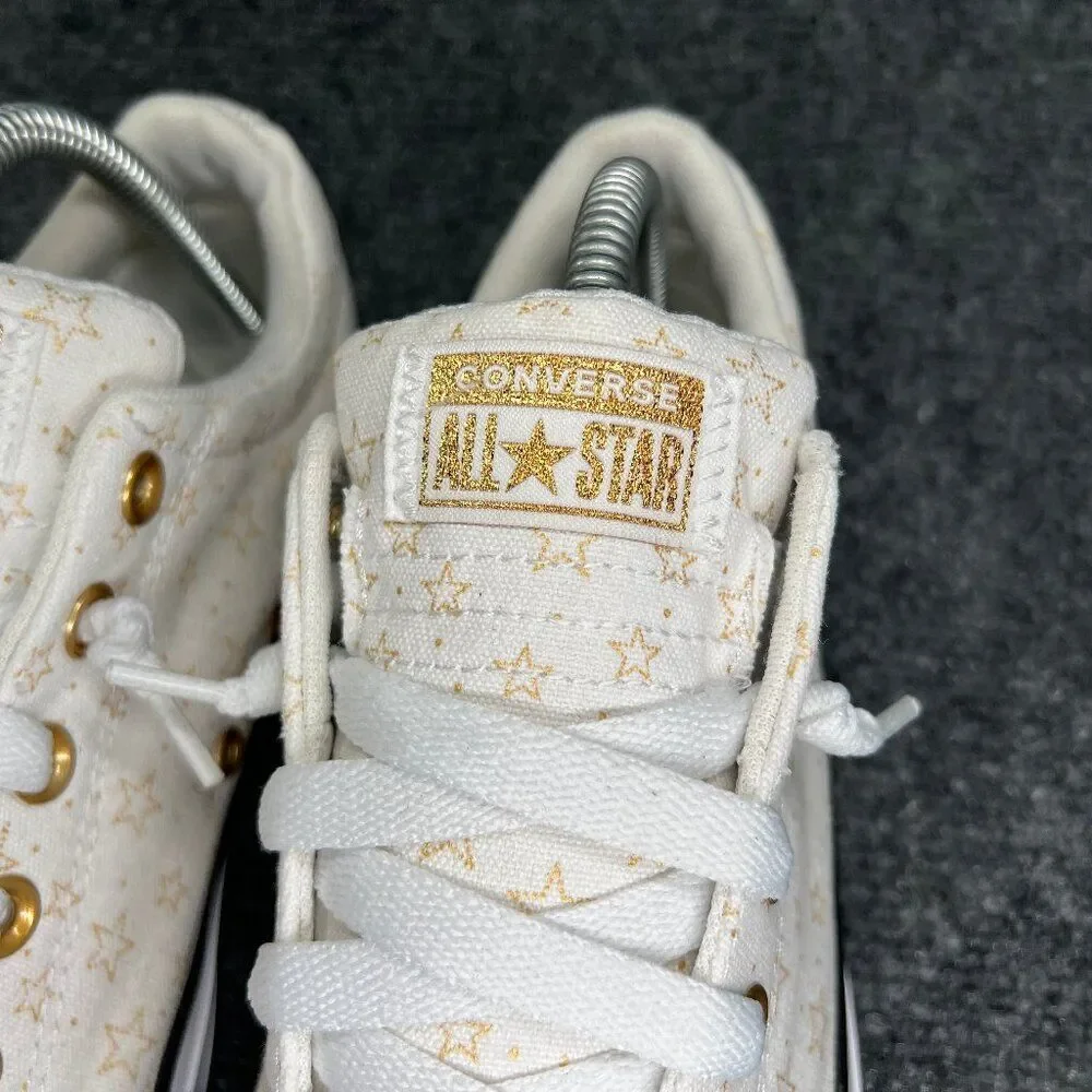 Converse All Star Street Slip Sneakers Girl's‎ 6 White Gold Star Athletic Shoes